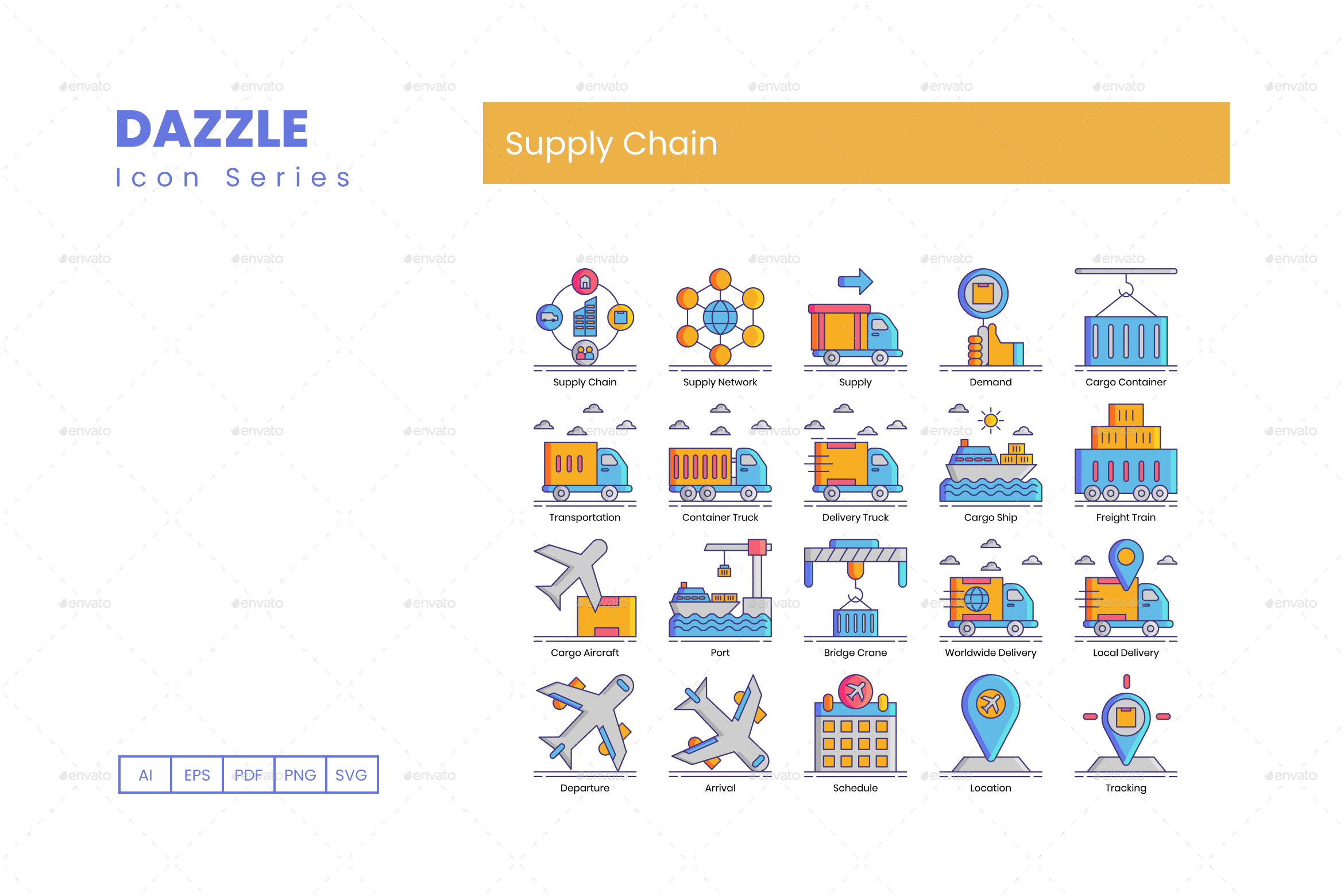 60 Supply Chain Icons Dazzle Series By Krafted Graphicriver 9938